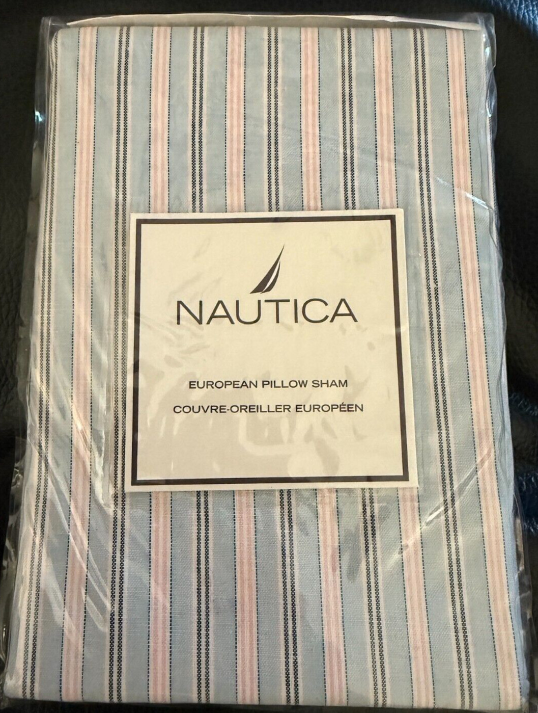 NAUTICA GREENWICH STRIPES EUROPEAN SIZE PILLOW SHAM PINK BLUES WHITE NIP