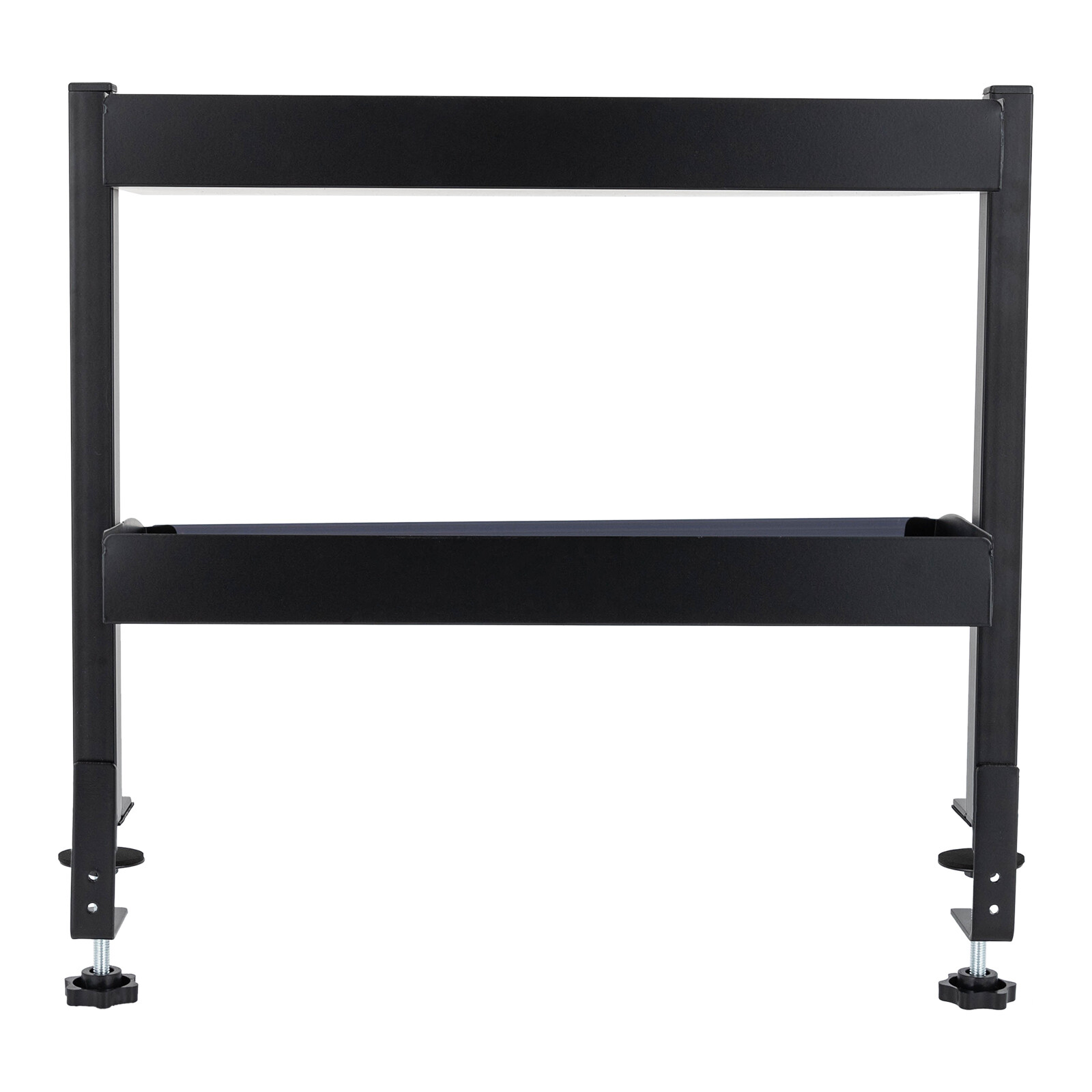 Desktop or Under-Desk Shelf Clamp-on 2-Tier Shelving W/ Adjustable Storage Tray