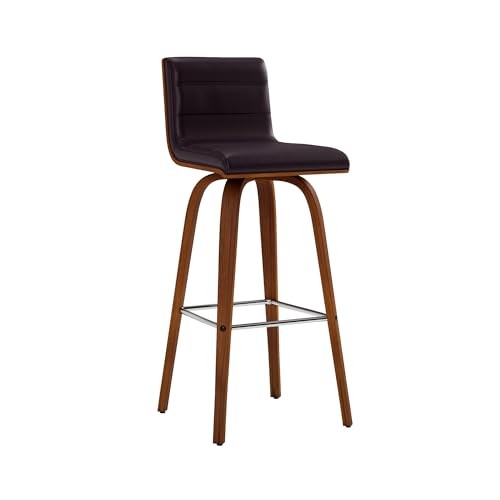 Vienna 30" Bar Height Swivel Brown 30" Seat Height 1 Brown Faux Leather/Walnut