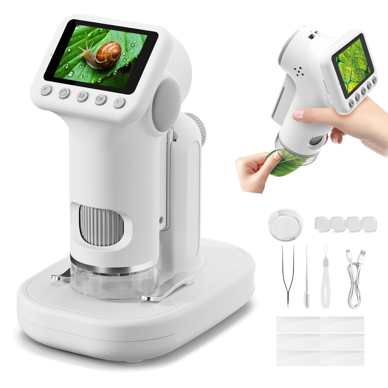 1600X Microscope for Kids, 2.0" Screen Kids Microscopes with Slides Kit...