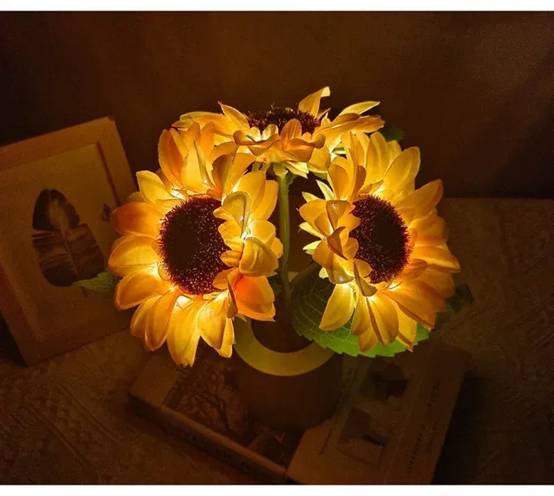 3 LED Night Light Rechargeable Sunflower Lights Interior Lighting Bedroom