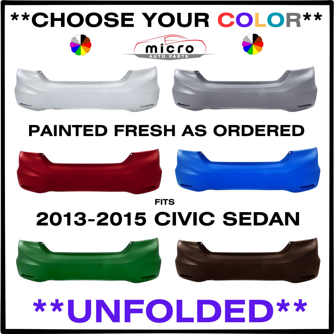NEW REAR BUMPER FOR 2013-2015 CIVIC SEDAN PAINTED *CHOOSE YOUR COLOR* HO1100278