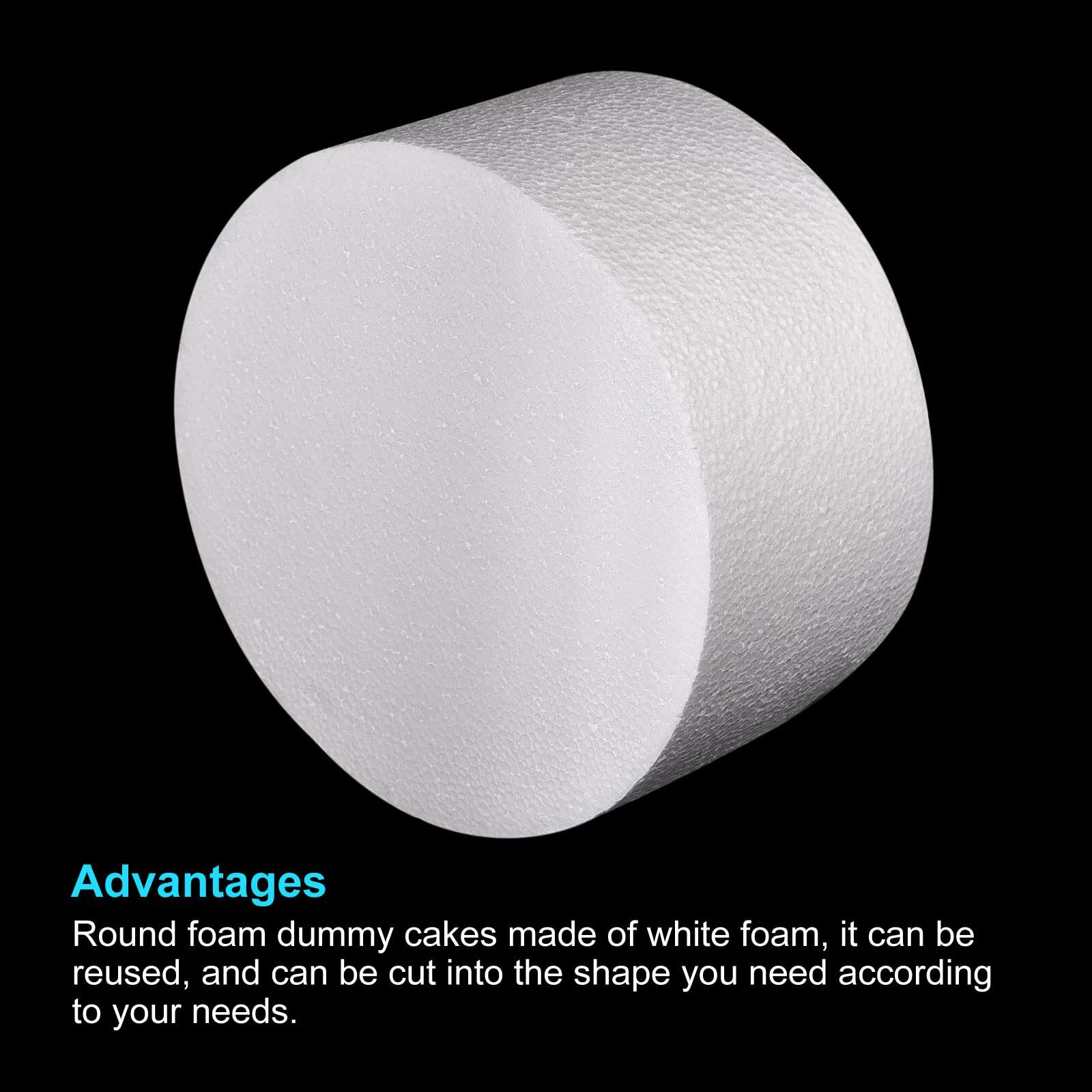 Round Foam Cake Dummy 4 Inch x 8 InchHxD Circle Dummy Cake Set for Wedding Ca...