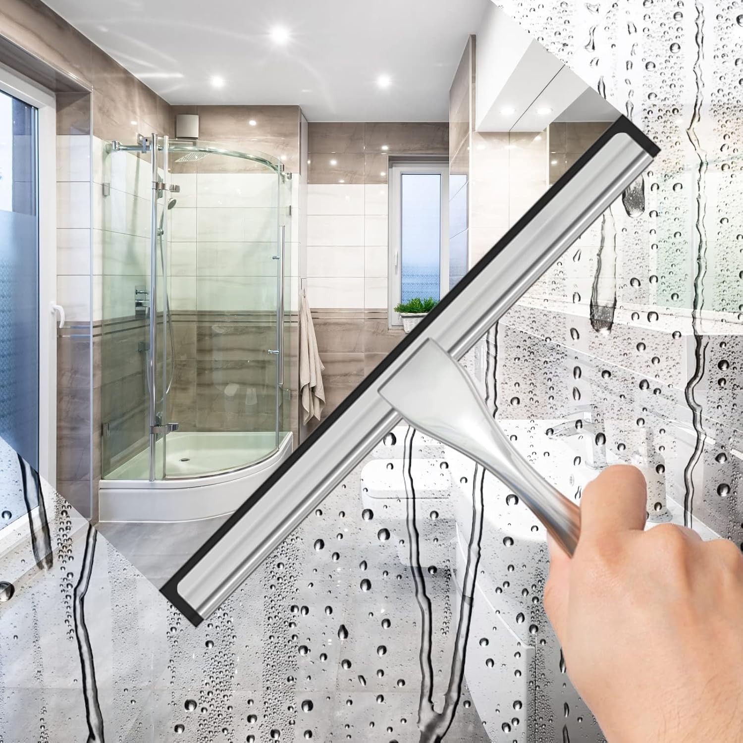 10 Inch Silver Stainless Steel Shower Squeegee