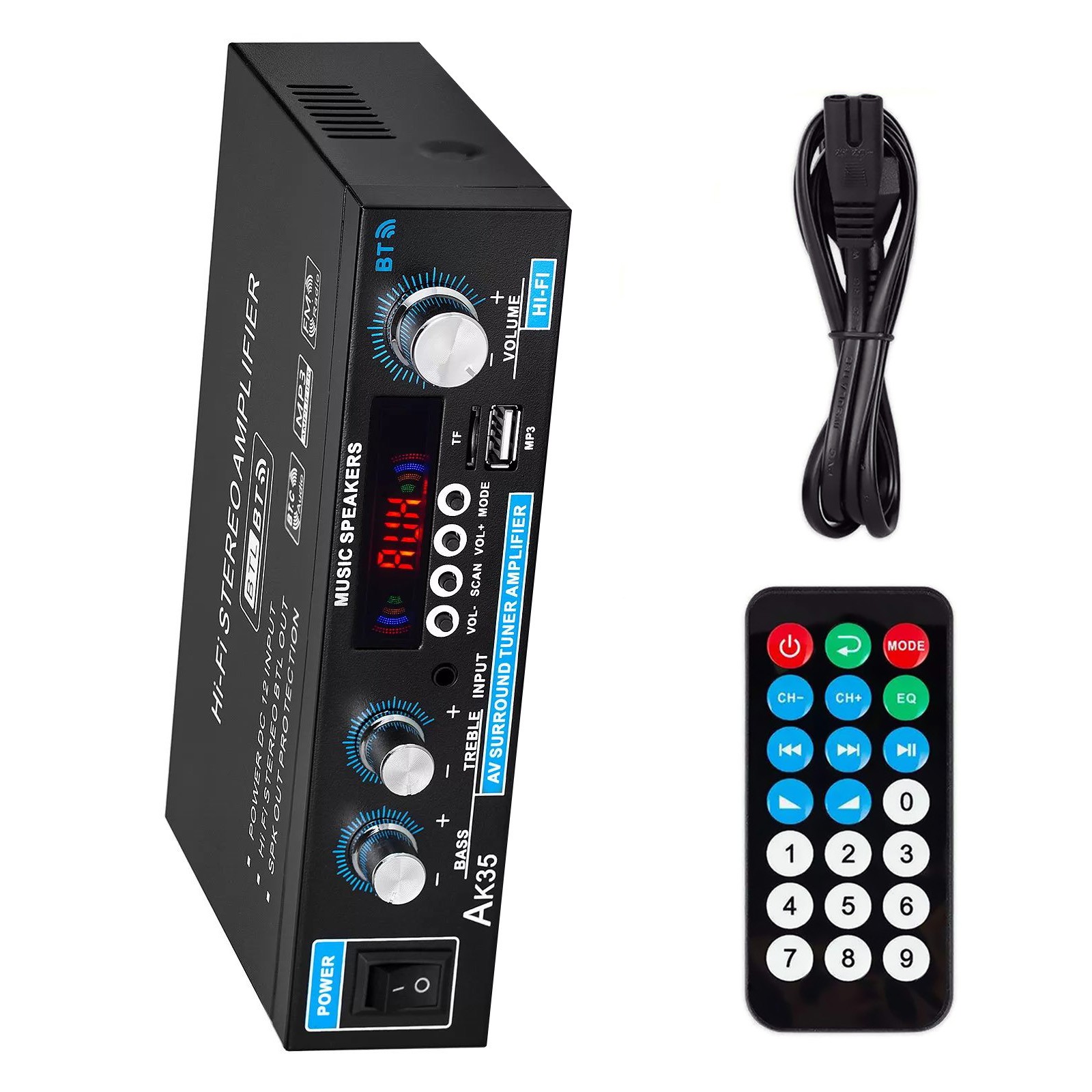 AK35 Bluetooth5.0 Power Amplifier Home/Car/Marine Stereo AUX FM TF Audio Amp