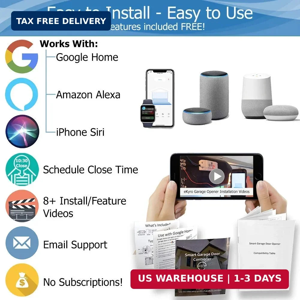 Smart Garage Door Opener - Universal WiFi Remote Controller Compatible wit