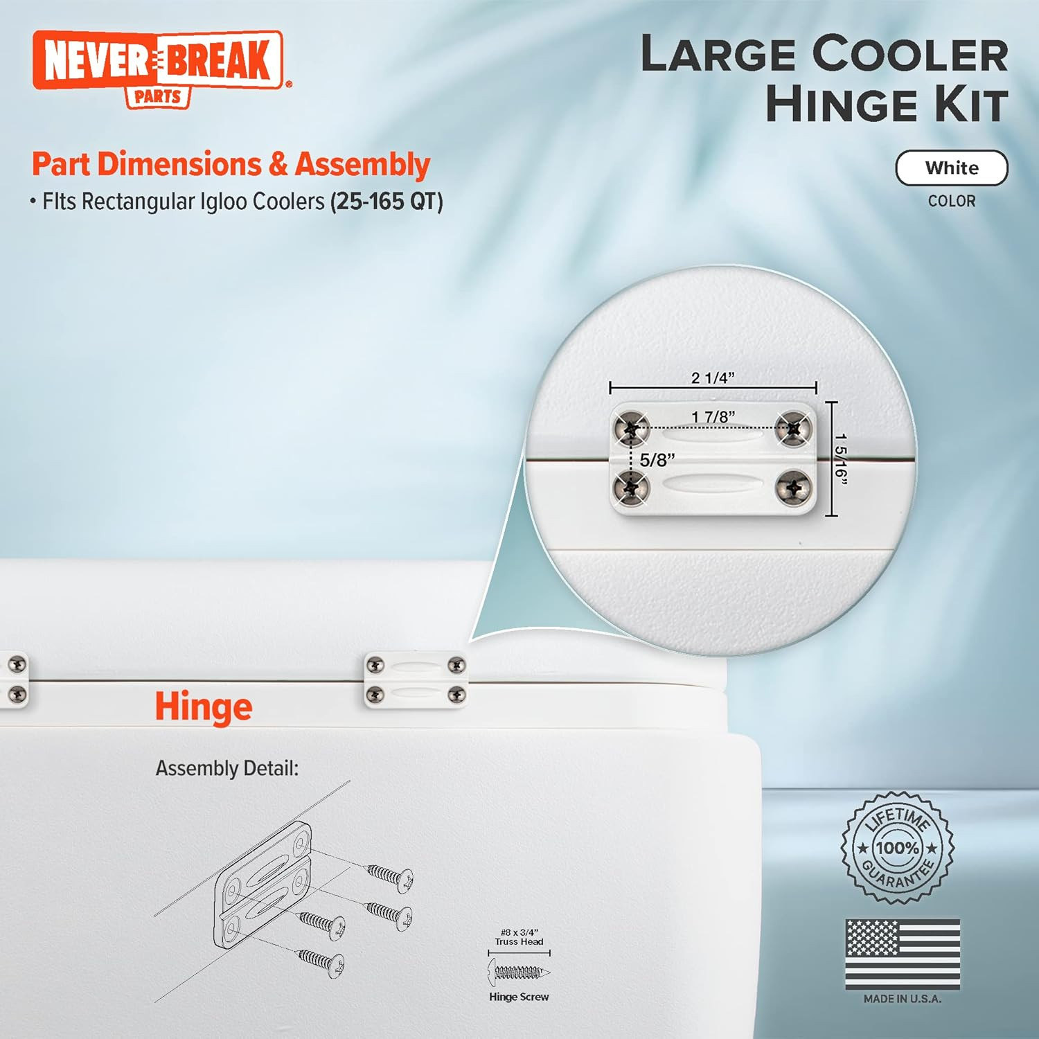 Neverbreak Parts - 3 Pack Igloo Cooler Replacement Hinges, High Strength Igloo C