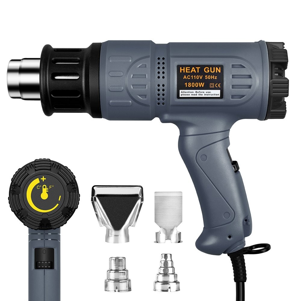 Industrial Heat Gun 1800W 122-1202 F 4 Nozzles 2 Temp-settings Paint PVC