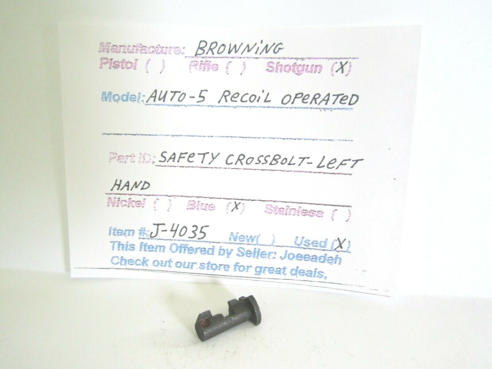 BROWNING a 5  (SAFETY CROSSBOLT - LEFT HAND) ( ITEM # J-4035)