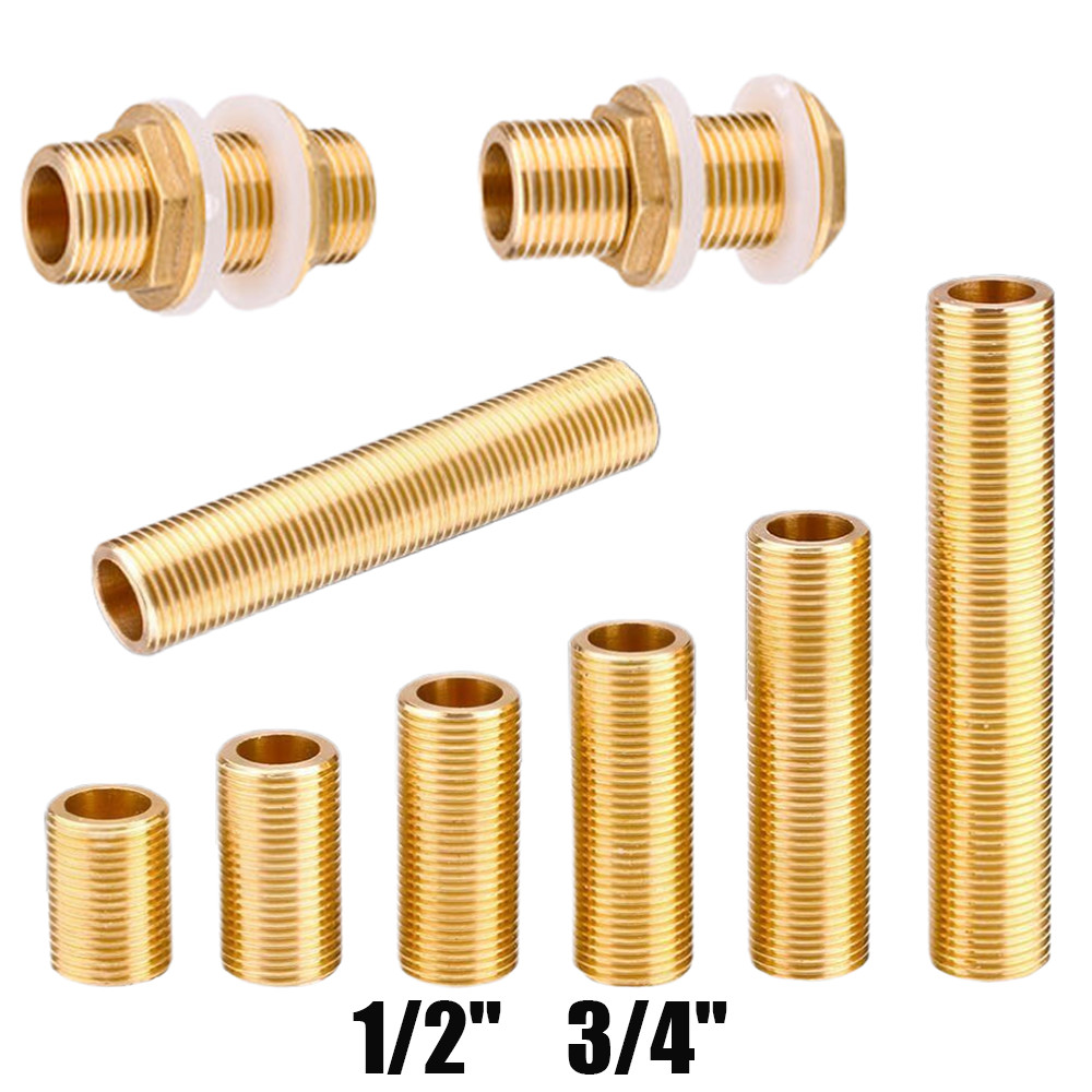 Threaded Nipple Brass Running Nipple Threaded Rod Fitting for Tank Connectors