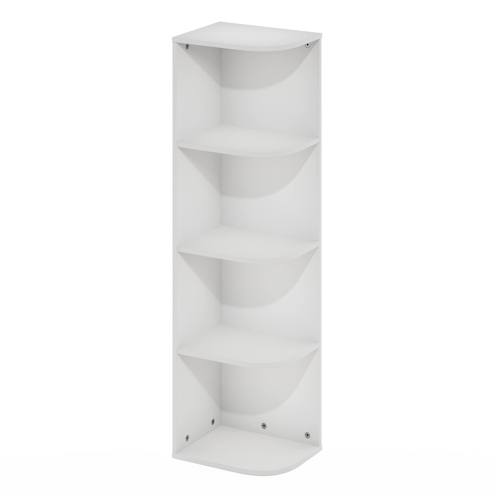 Maximize Corner Space - 4 Tier White Bookcase Shelf Unit