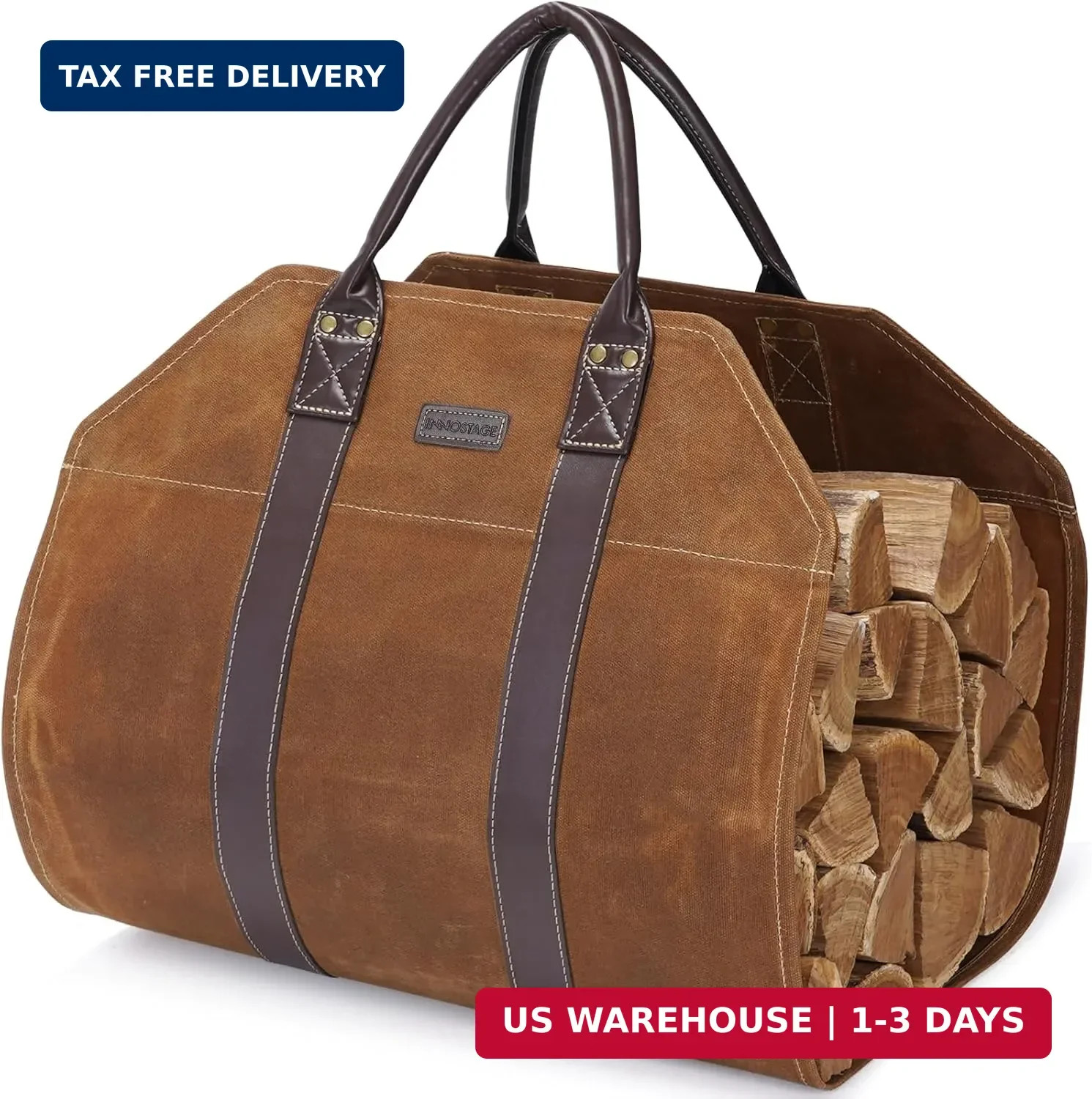 INNO STAGE Canvas Log Carrier Bag,Durable Wood Tote,Fireplace Stove Accessories,