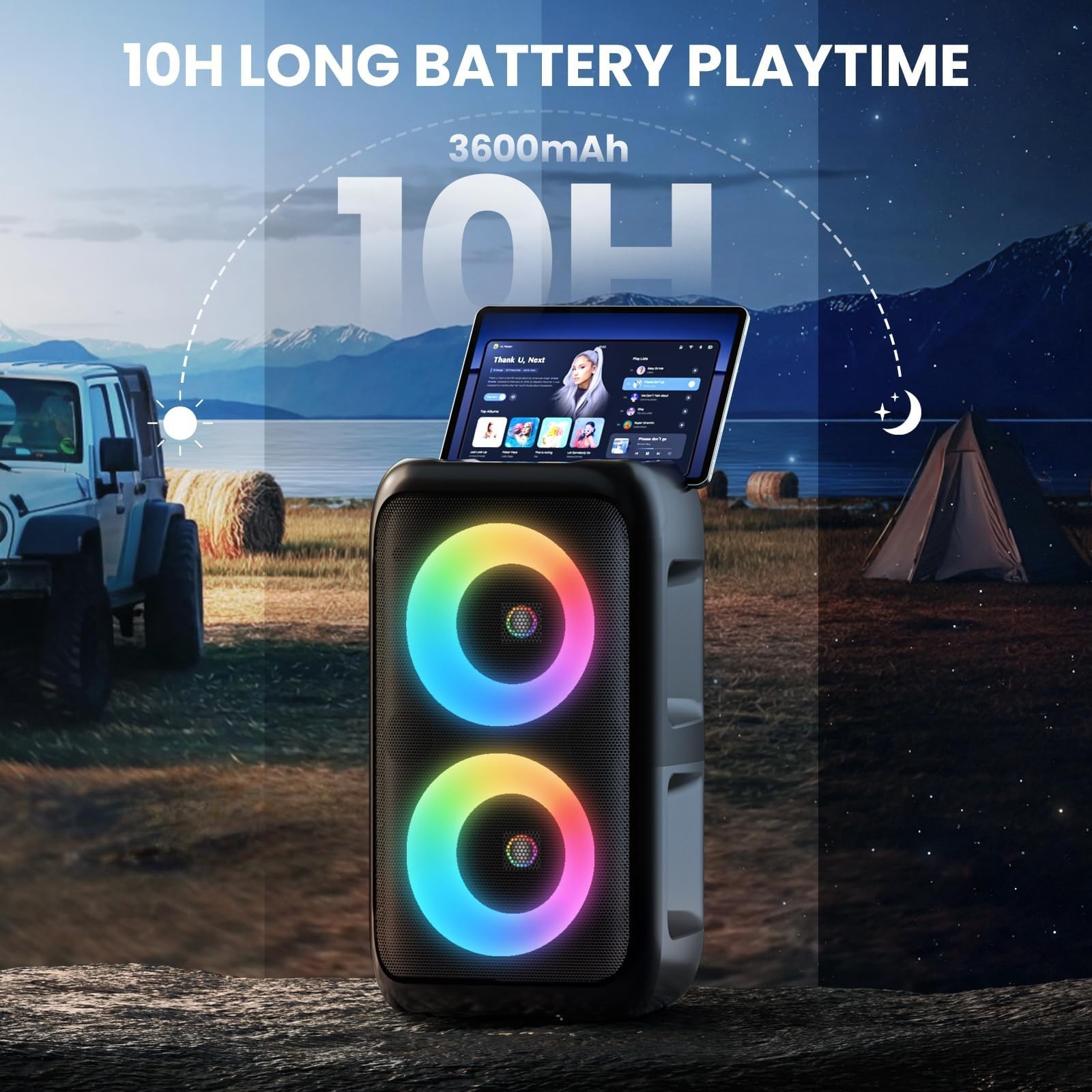 Wireless Bluetooth Speaker with 2 Microphones - Portable Karaoke Party System wi