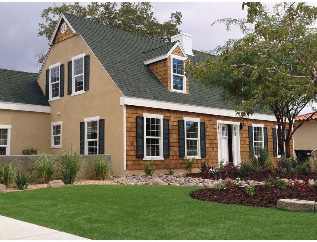 Vinyl Cathedral Top Shutters, 12"W x 55"H, Federal Brown, Pair with Hardware