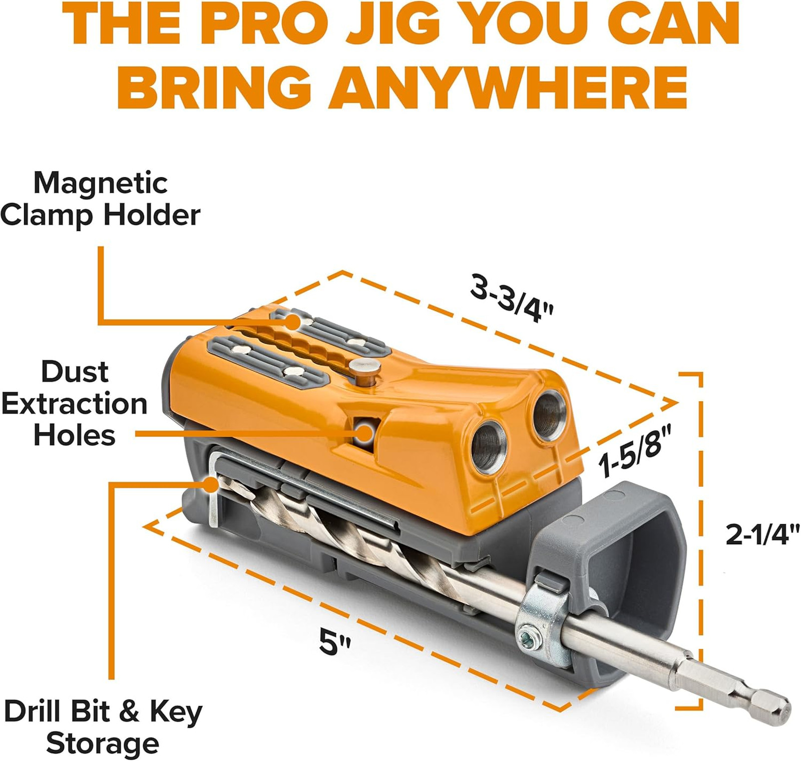 BORA Pro Compact Metal Pocket Hole Jig & 50pc Screw Set, Auto Adjusting Drill