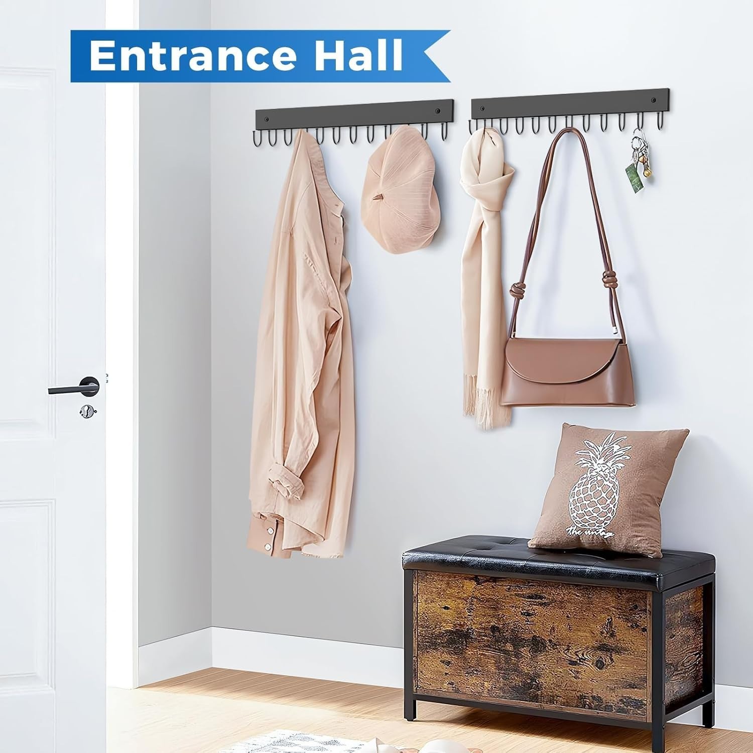 Belt Hanger Wall Mounted, Wooden Belt Organizer 2 Pack Max 24 Storage Capacity,