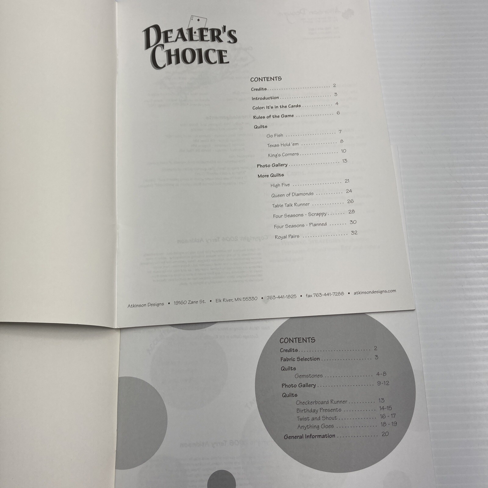 Atkinson Designs Dealer's Choice & Take Two Quilting Patterns Craft