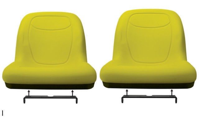John Deere Gator Pair (2) Yellow Seats Fit CS and CX With Bracket to Tip Forward