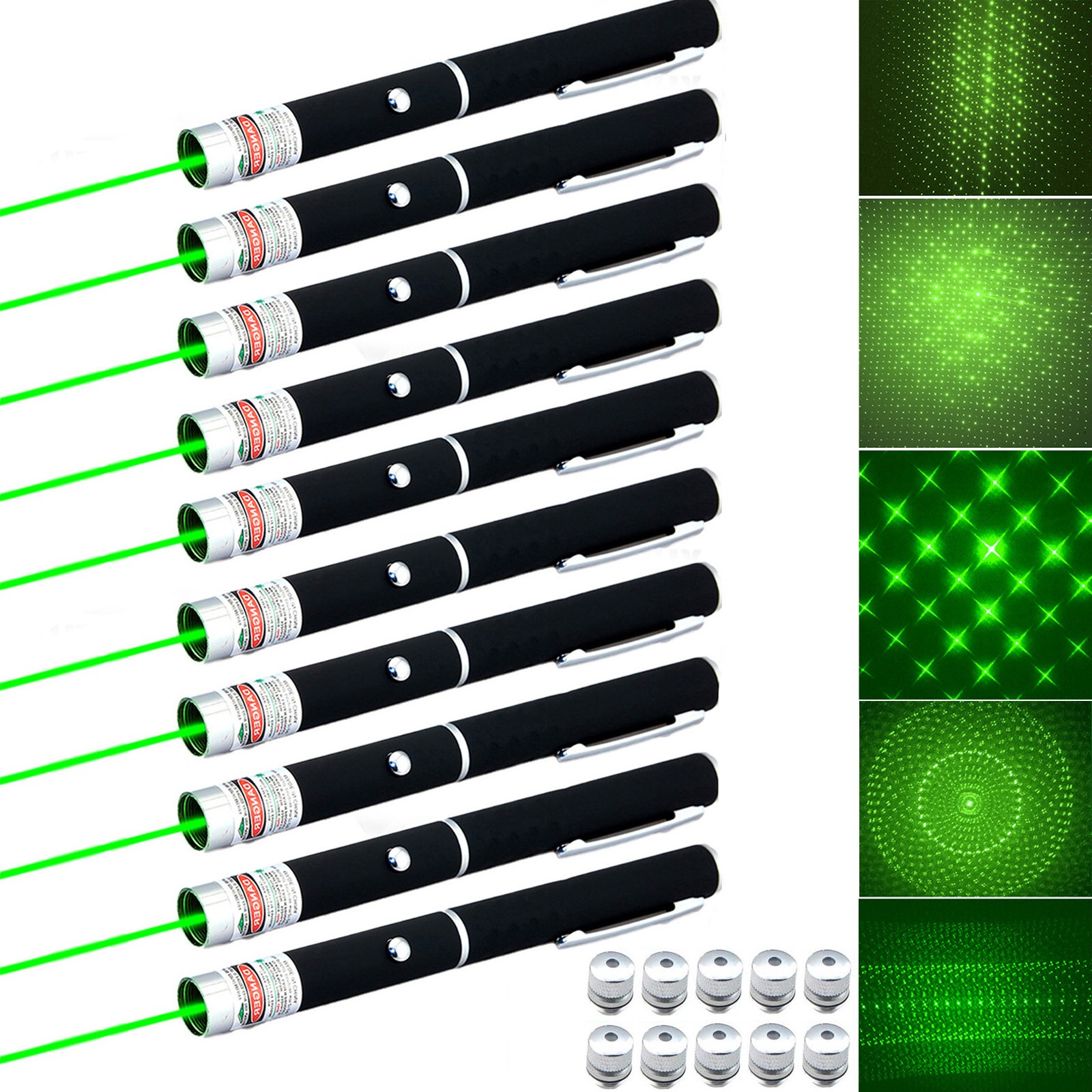 10PCS 2in1 Green Laser Pointer Pen 532nm Visible Star Beam Light Lazer Teach Pet