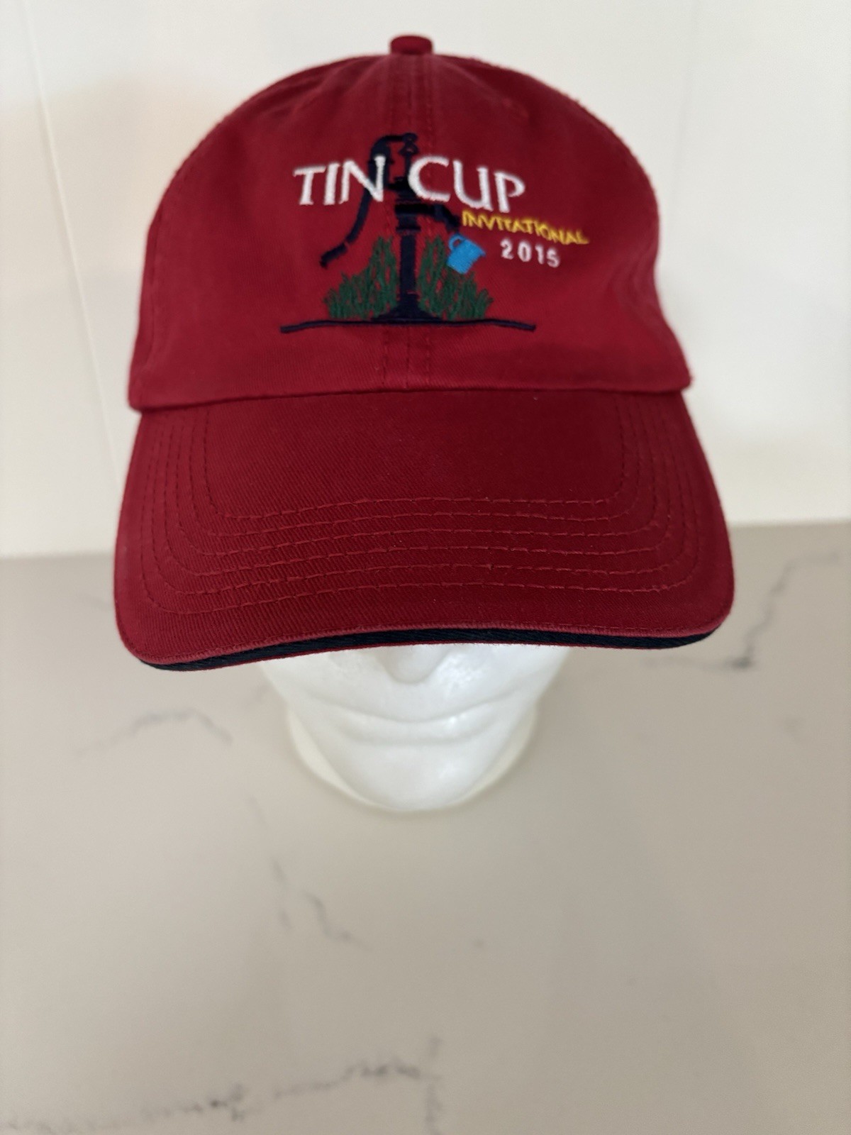 2015 TIN CUP INVITATIONAL EMBROIDERED GOLF CAP (RED / OSFM) - EUC & FREE SHIP!