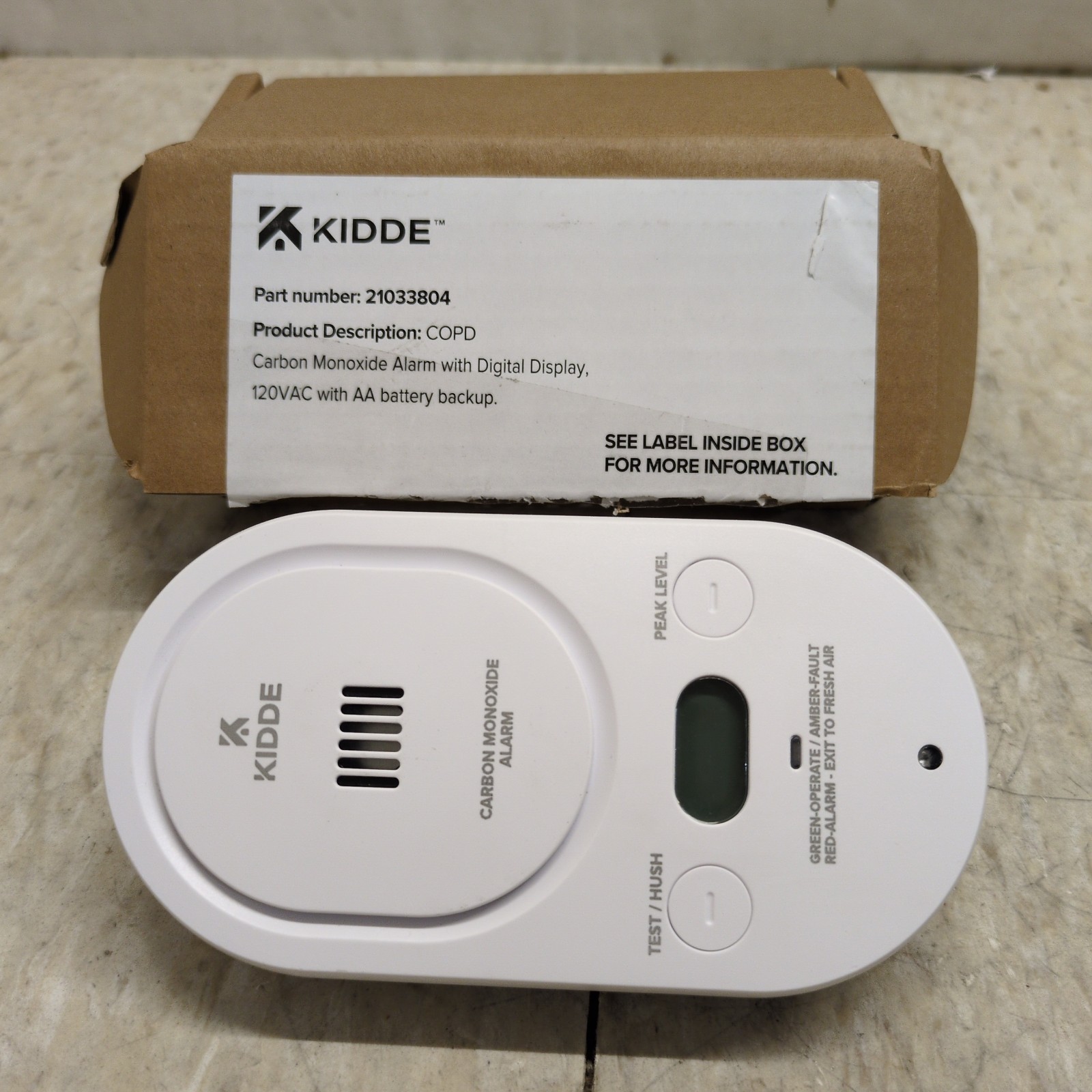 Kidde COPD Carbon Monoxide Detector, Plug-in with AA Battery Backup New Open Box