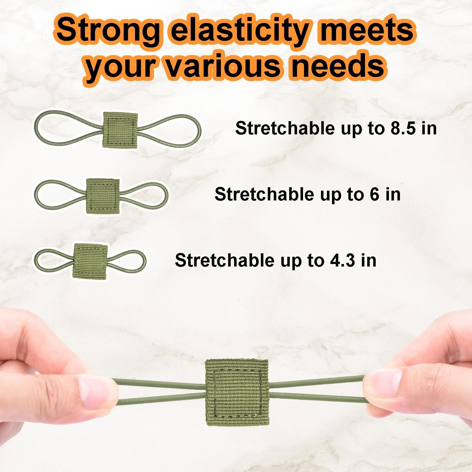 15PCS Tactical Bag Molle Attachment,3 Sizes Elastic Molle Webbing Binding Ribbon