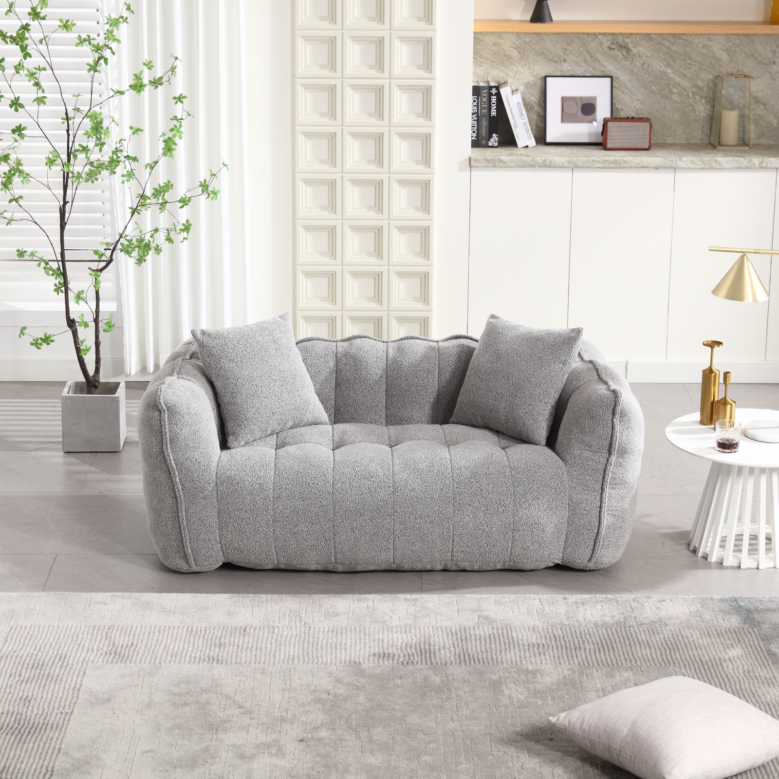 Bean Bag Chairs Lazy Sofa Chair with high resilience foam core for 2 people Grey