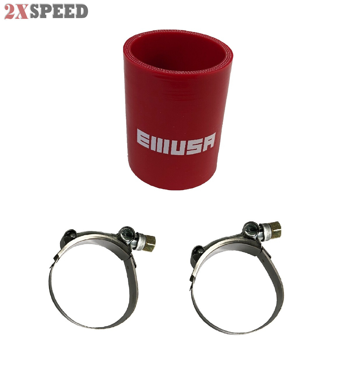 4-Ply Red Silicone Hose Coupler 2" to 2" I.D. Straight + 2pcs Hose Clamp
