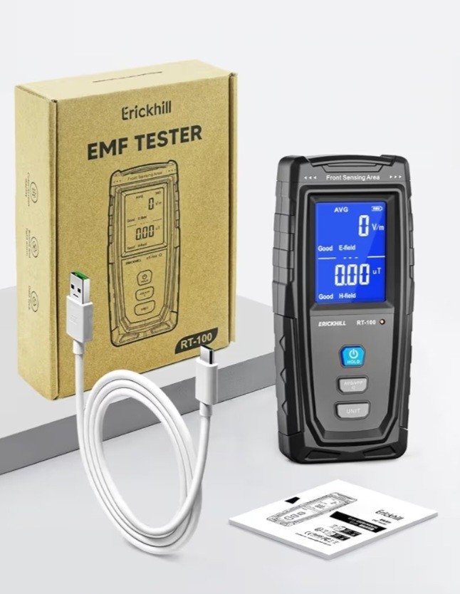 ERICKHILL, EMF Meter, Detects Electric and Magnetic Fields, Handheld Digital