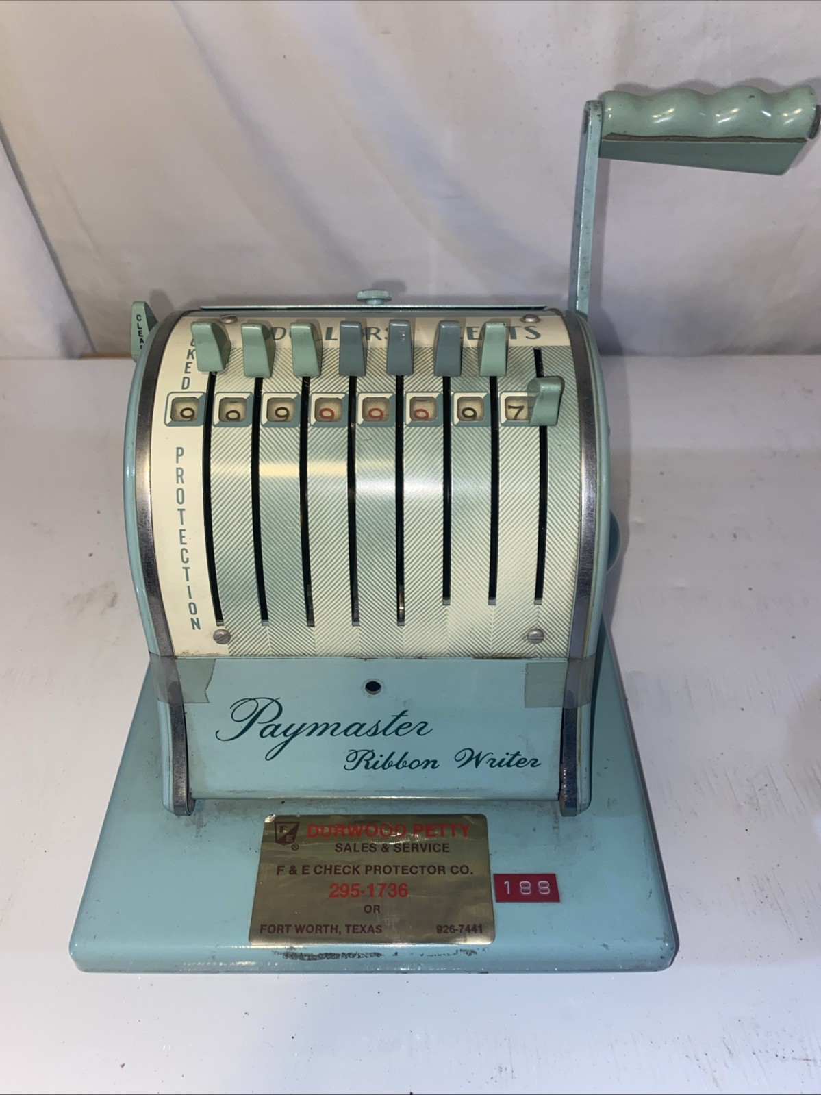 Vintage Paymaster Ribbon Writer Series 8000 Check / Money Order with cover