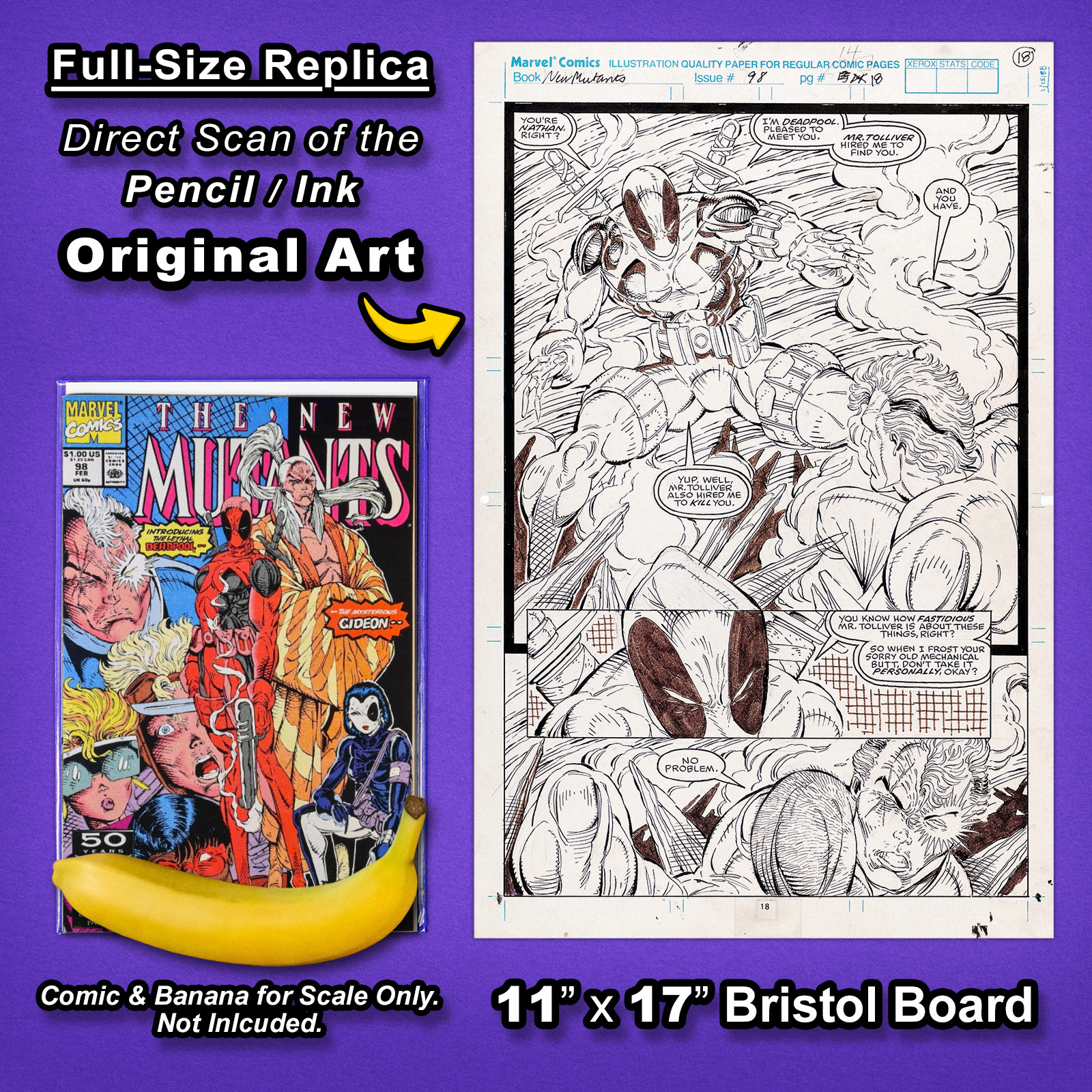 NEW MUTANTS #98 1st App DEADPOOL Page Art 🔥 ROB LIEFELD Replica Original Art 🔥