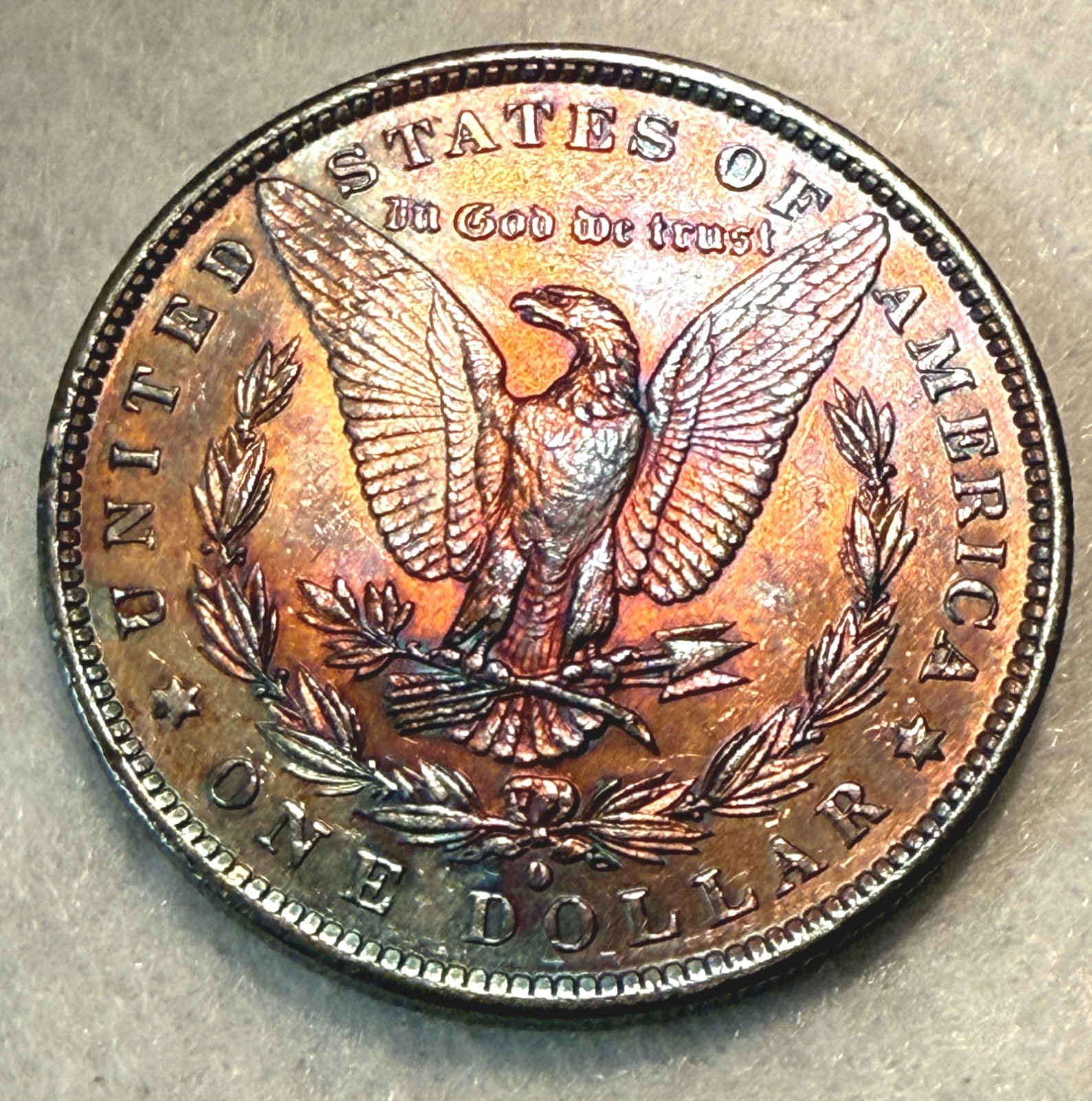 1884 O MORGAN SILVER DOLLAR BU RAINBOW DOUBLE SIDE TONED UNCIRCULATED GEM