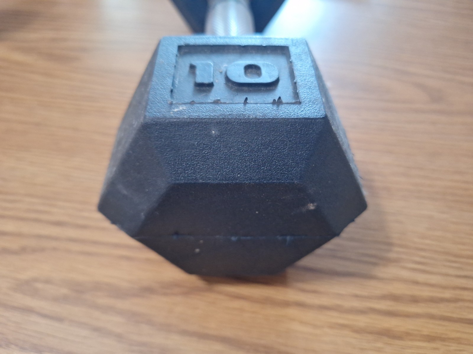 Rubber Hex 10 Pound Dumbbell Hand Weight Chrome Handle