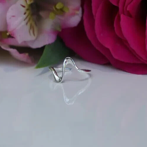VALENTINE GIFT Adjustable Women's Solid Metal "Wavy - Wave " Toe Ring 925 Silver