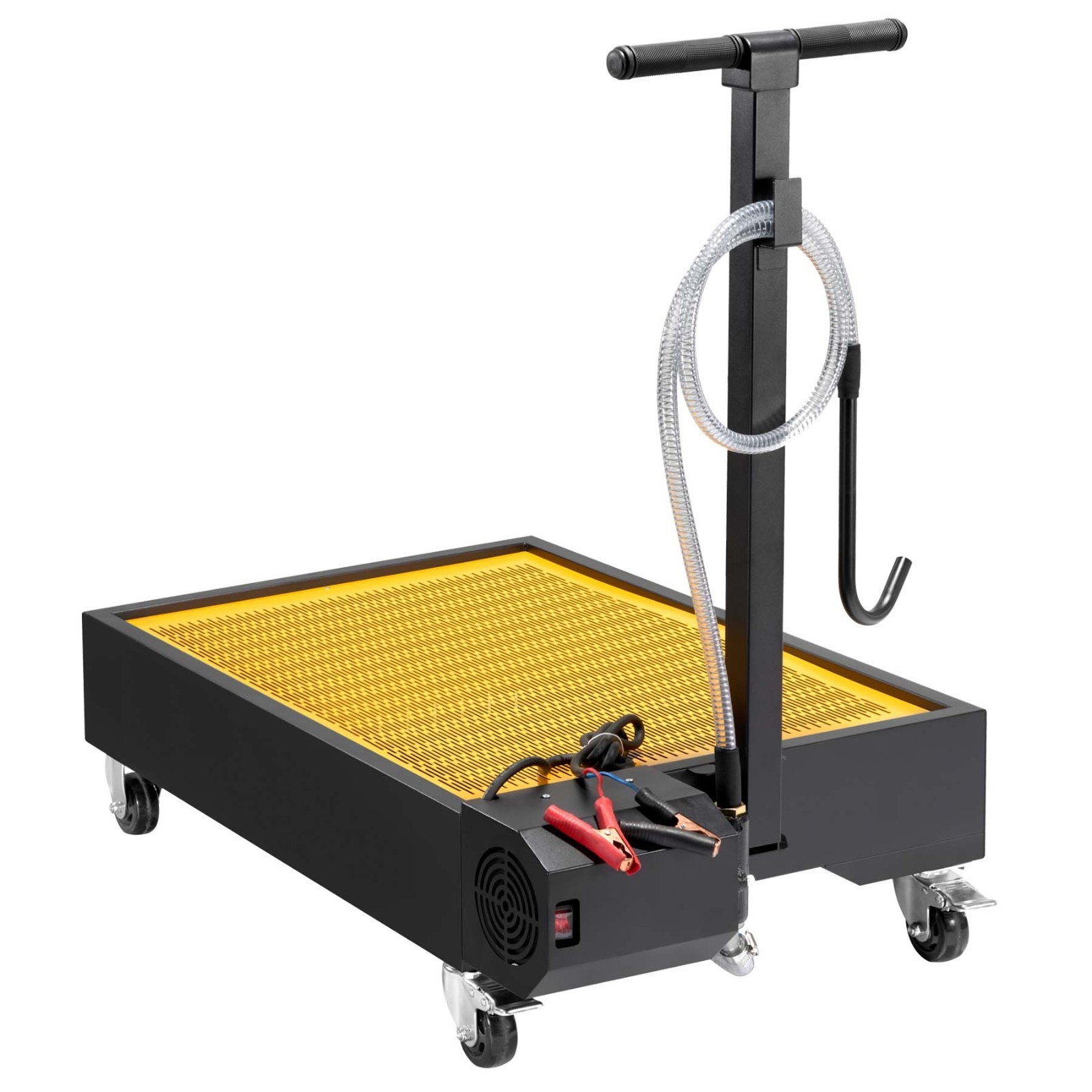 21 Gallon Low Profile Oil Drain Pan Dolly with 300W Oil Pump Automotive Oil Pan