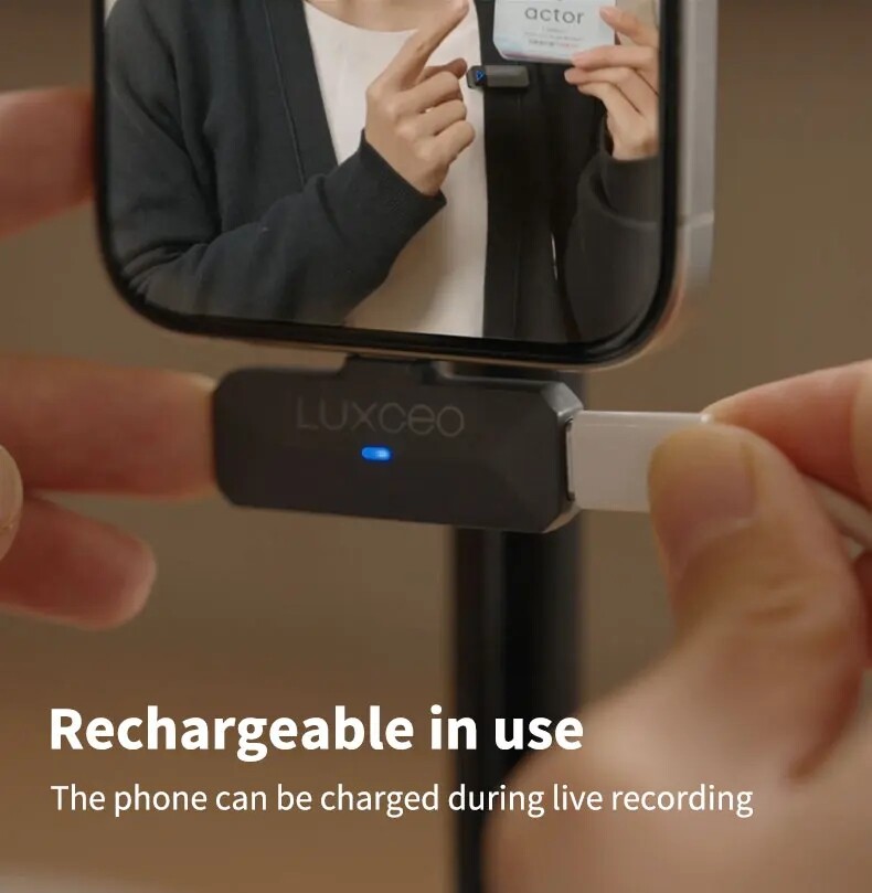 Luxceo M8 Wireless Lavalier Smartphone Microphone Lapel Mic with Charging Case