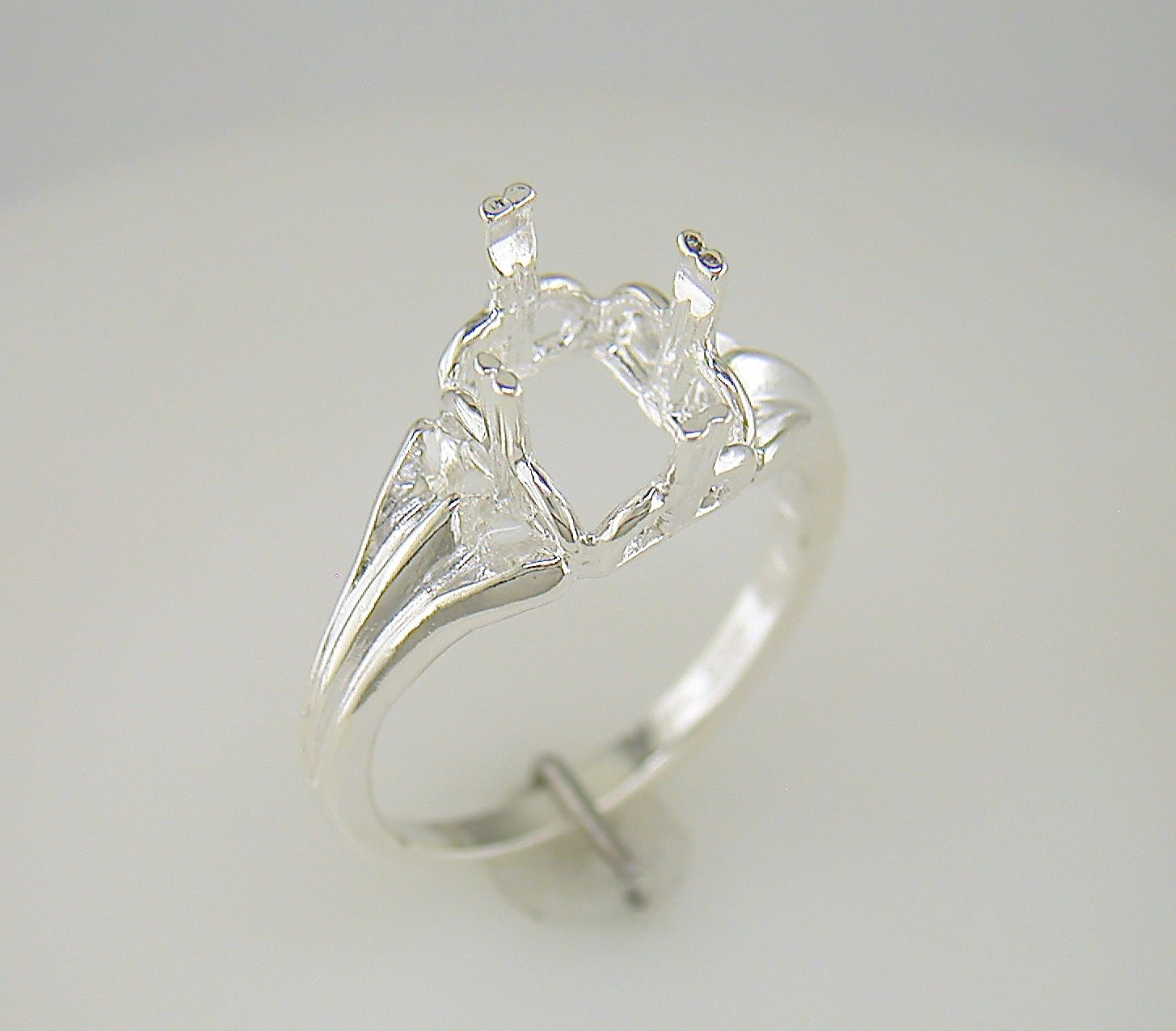 Emerald Cut Regalle Solitaire Ring Setting Sterling Silver