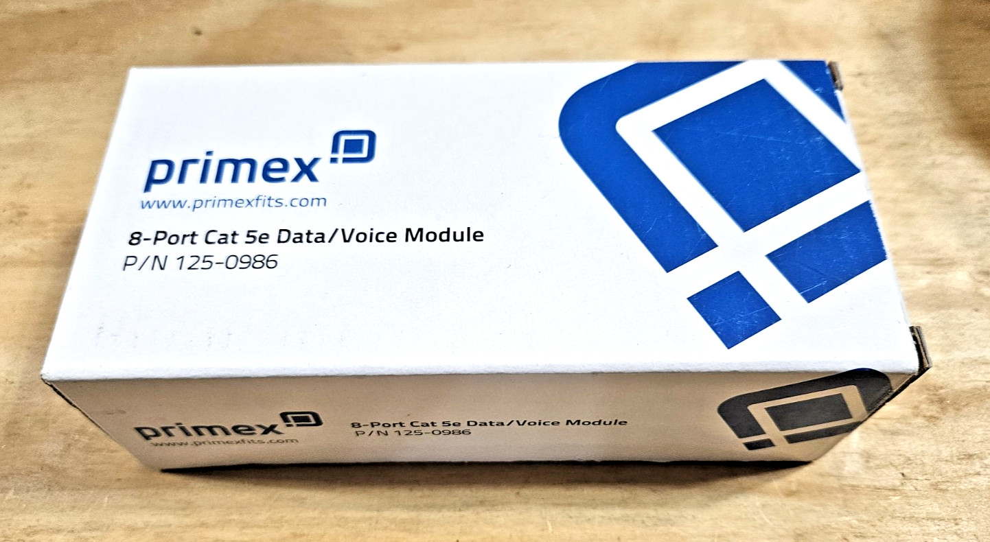 NEW Primex 125-0986 8-PORT CAT5E DATA/VOICE MODULE open box data input jacks