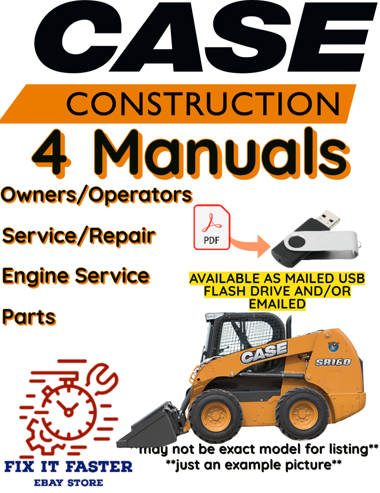 CASE 420 SKID STEER MANUAL OPERATORS SERVICE PARTS ENGINE REPAIR OWNERS PDF USB