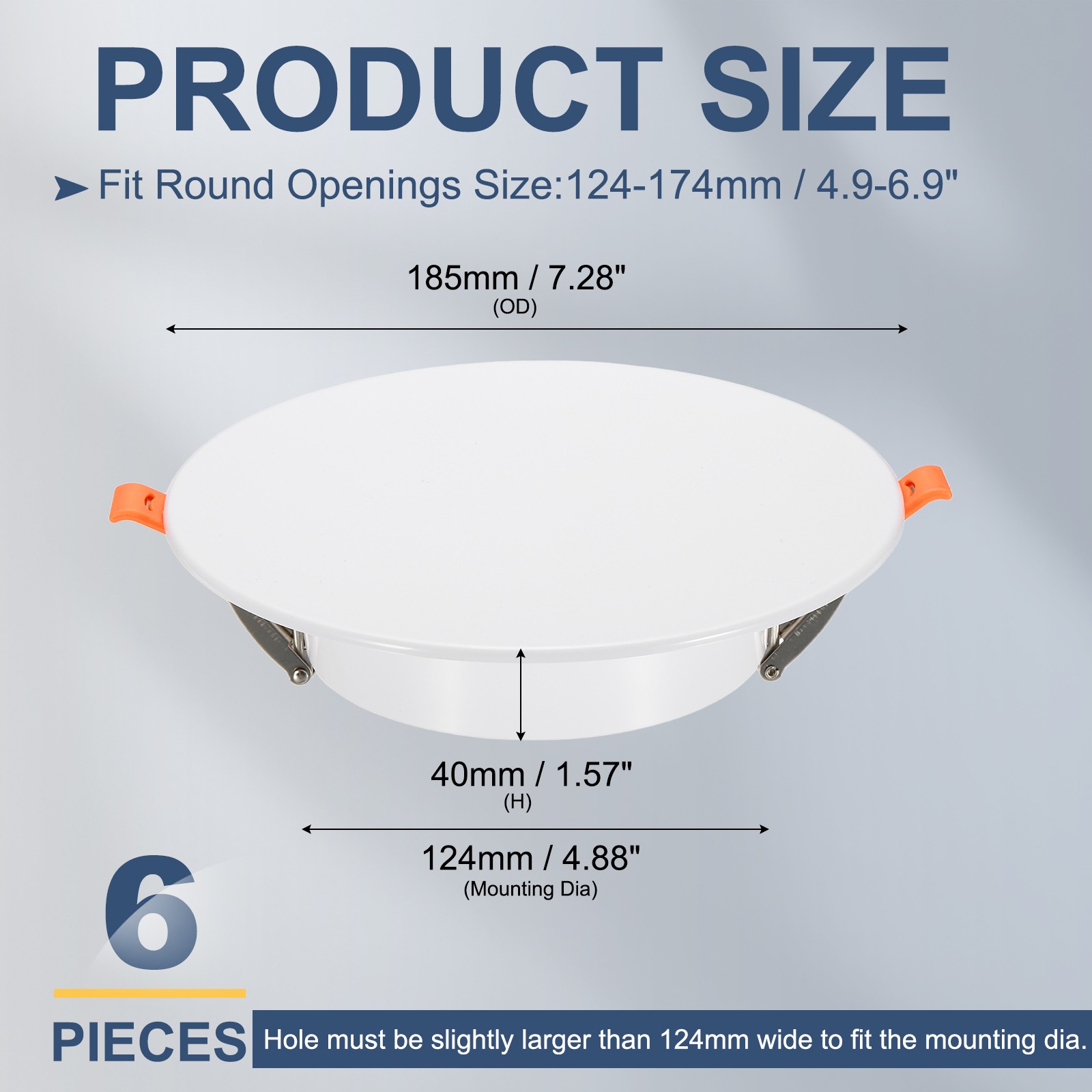 6Pcs 185mm/7.3" Round Ceiling Cover Plate, Cap Access Panel for 4.9-6.9", White