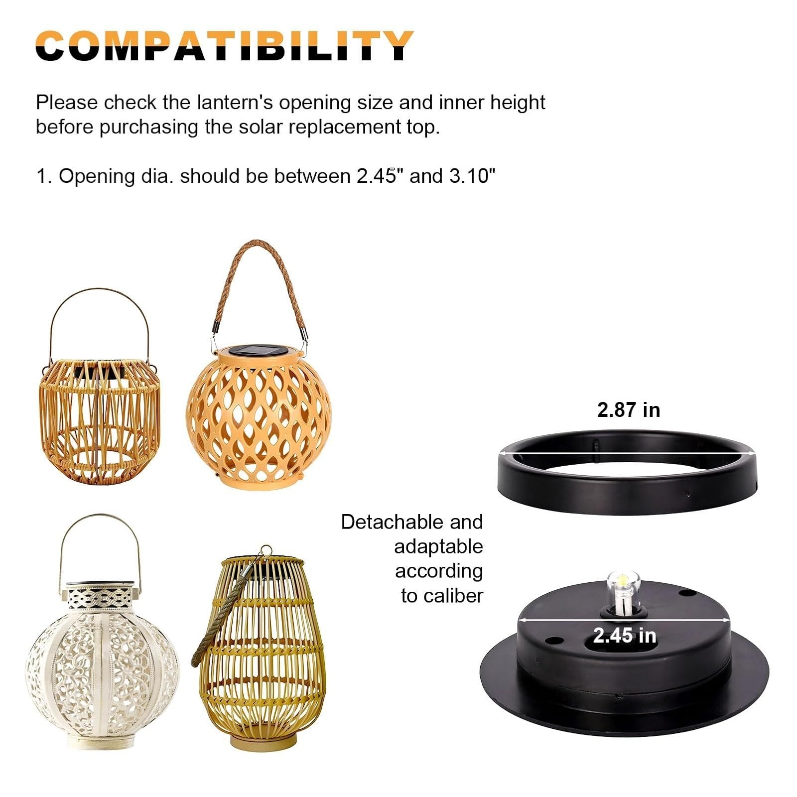 YUNJACKEYDZ Solar Light Replacement Top 4 Pack for Lanterns