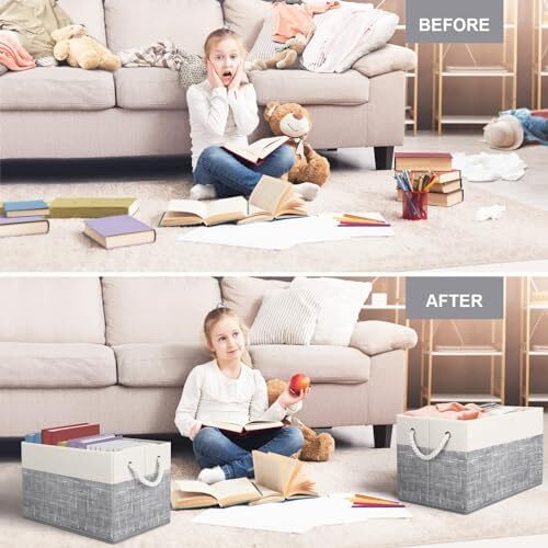 Fab totes Storage Bins [3-Pack], Foldable Storage Baskets for Organizing Toys, B