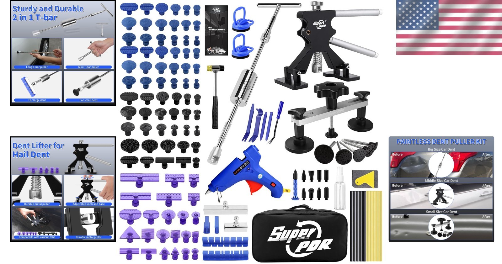 DIY Dent Remover Tool: Pro Paintless Kit, Slide Hammer & GlueTabs