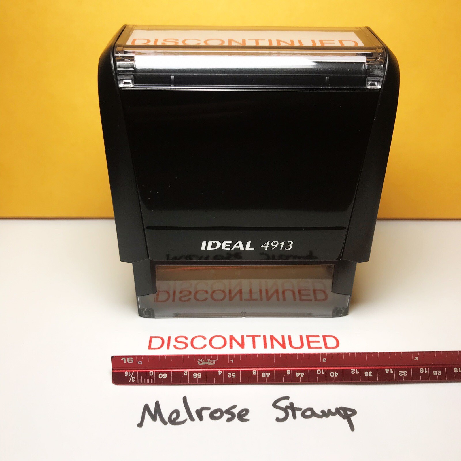 Discontinued Rubber Stamp Red Ink Self Inking Ideal 4913