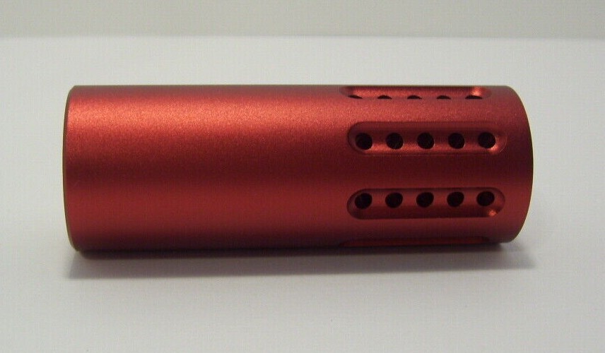 USA MADE Slip-Over Recessed  RED   MINI Multi-Port Muzzle Brake 30CAL 5/8X24 TPI