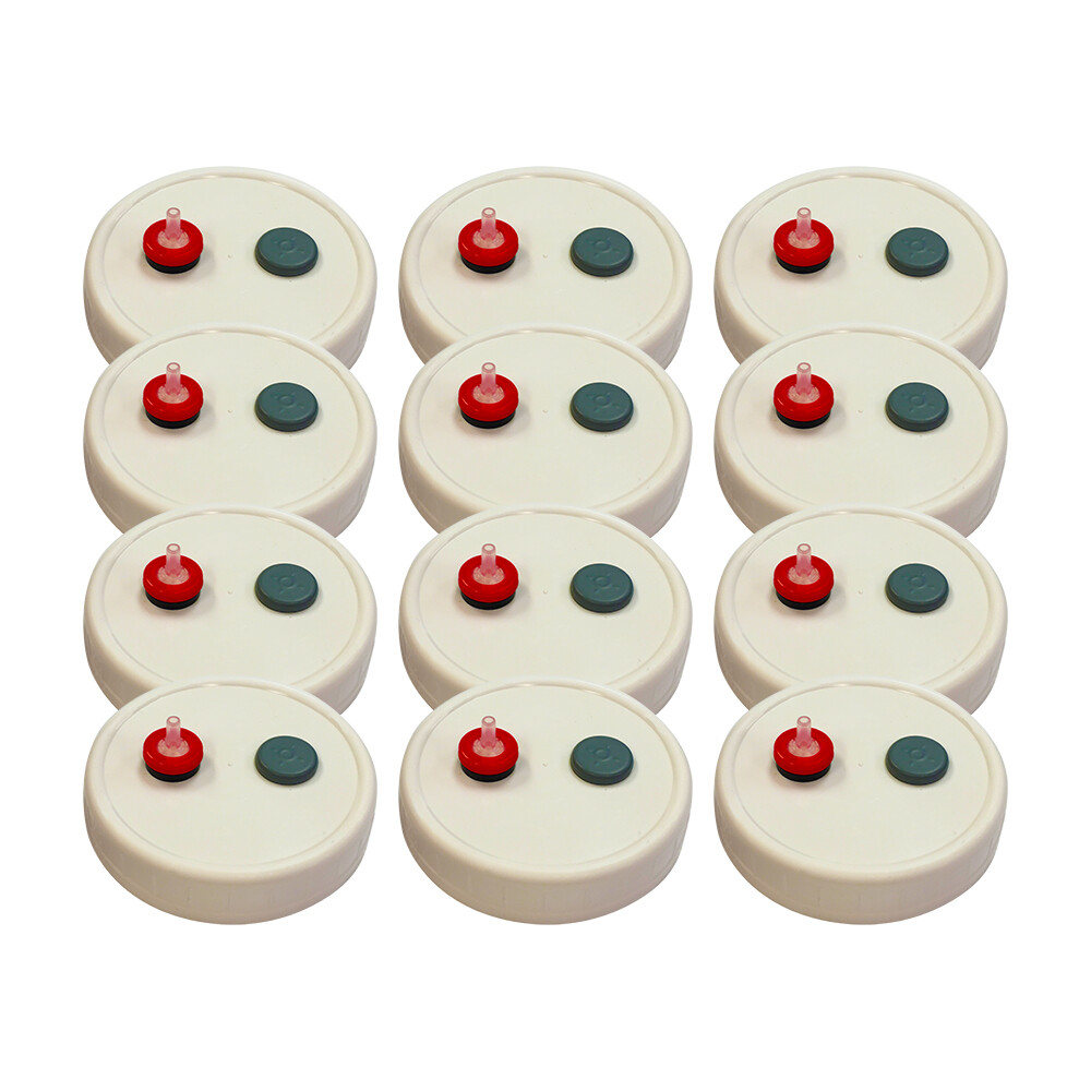 12 PK Mushroom Grain Spawn Injectable Mason Lid Food Grade Safe Wide Mouth