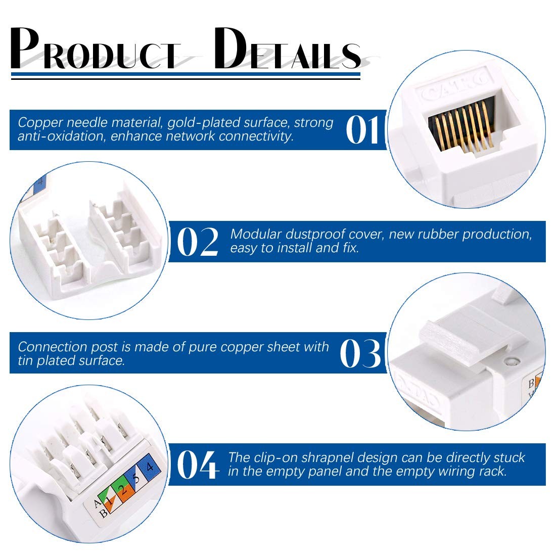 32 PCS Cat6 RJ45 Keystone Jack Set Module Connector Wall Plate Punch Stand