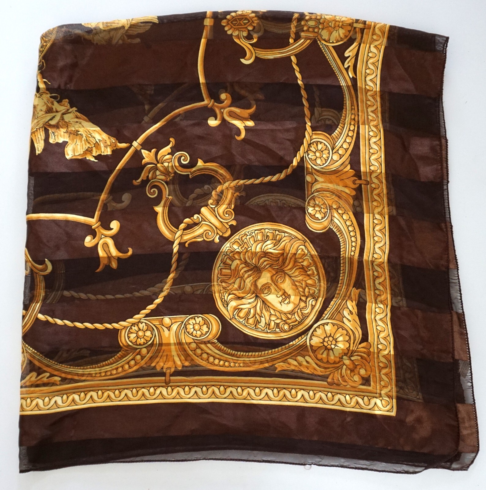 BROWN SATIN LARGE SCARF UNISEX