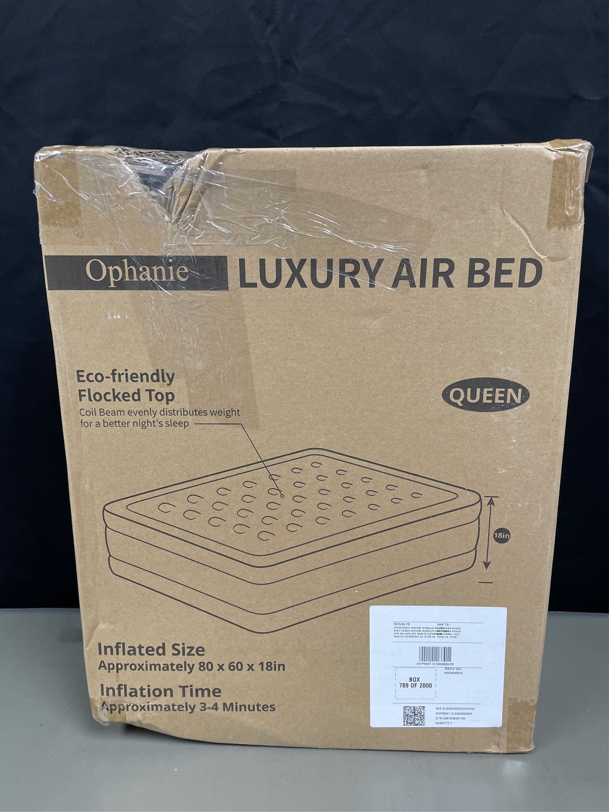 Ophanie Queen Air Mattress, 18-Inch Elevated Inflatable Bed with Built-in Pump,