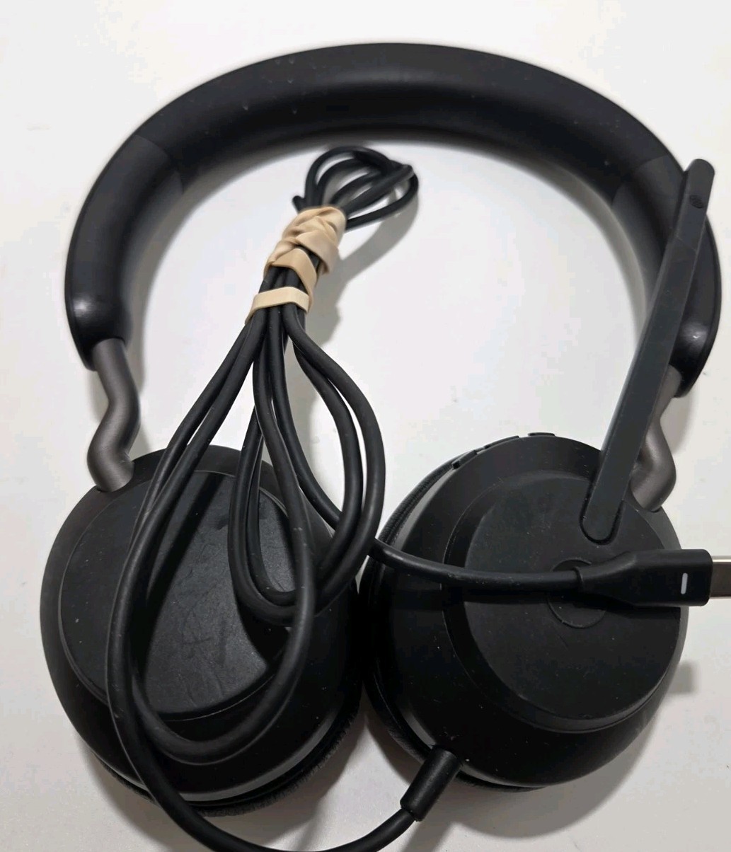Jabra Evolve2 40?? USB-C Black Wired Headset Tested Works Read AS IS